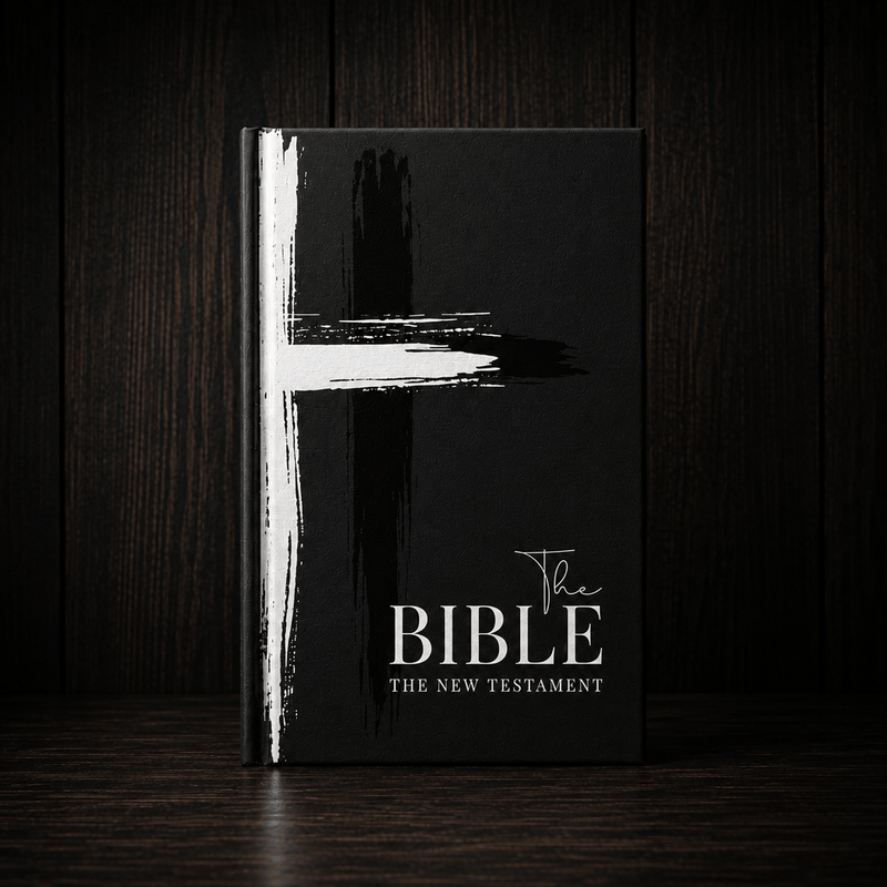The New Testament Bible on Black Paper
