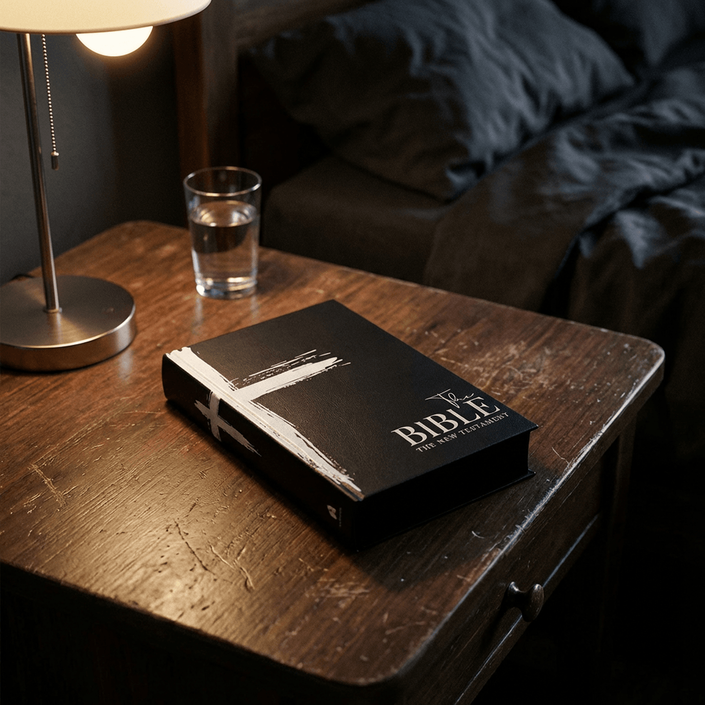 The New Testament Bible on Black Paper