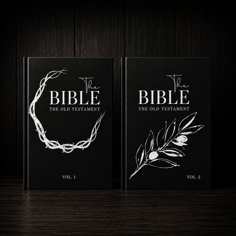 The Old Testament Bible on Black Paper